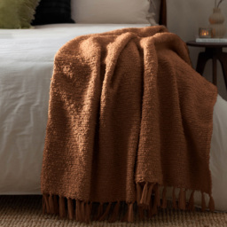 Yard Candar Ginger Textured Boucle Throw - Size: 170 x 130 x 1cm - Orange - Wilko - thumbnail 6
