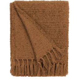 Yard Candar Ginger Textured Boucle Throw - Size: 170 x 130 x 1cm - Orange - Wilko