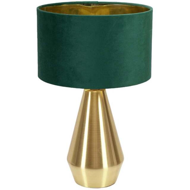 ValueLight Jax Forest Green Velvet Gold Inner Shade Gold Dimmable LED Touch Table Lamp - Size: 41 x 25 x 25cm - ValueLights - Wilko - image 1