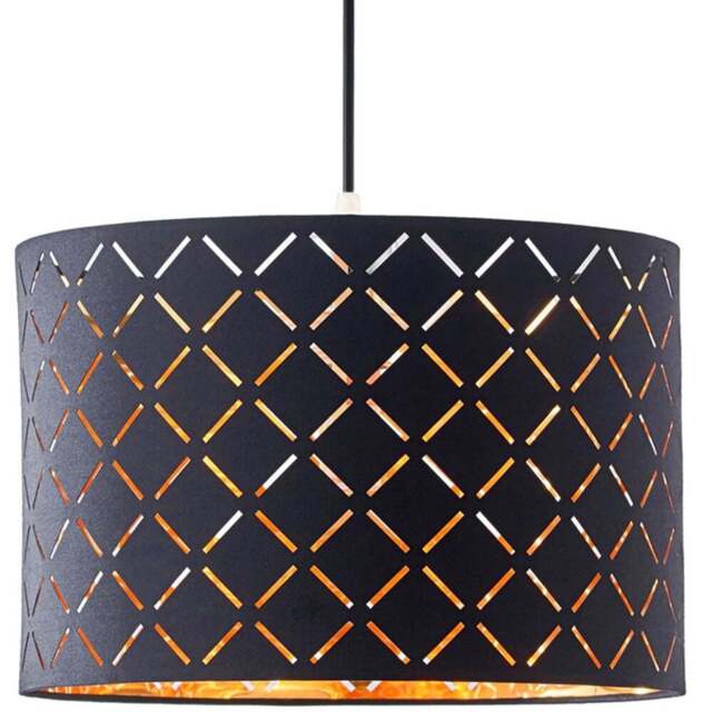 Innoteck Black and Gold Reflective Drum Lamp Shade - Size: 20 x 30 x 30cm - Wilko - image 1