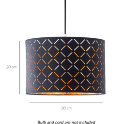 Innoteck Black and Gold Reflective Drum Lamp Shade - Size: 20 x 30 x 30cm - Wilko - thumbnail 7