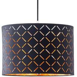 Innoteck Black and Gold Reflective Drum Lamp Shade - Size: 20 x 30 x 30cm - Wilko