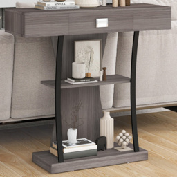 Costway Single Drawer 2 Shelf Grey T Shaped Console Table - Size: 104 x 49 x 15cm - Wilko - thumbnail 1