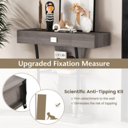 Costway Single Drawer 2 Shelf Grey T Shaped Console Table - Size: 104 x 49 x 15cm - Wilko - thumbnail 7