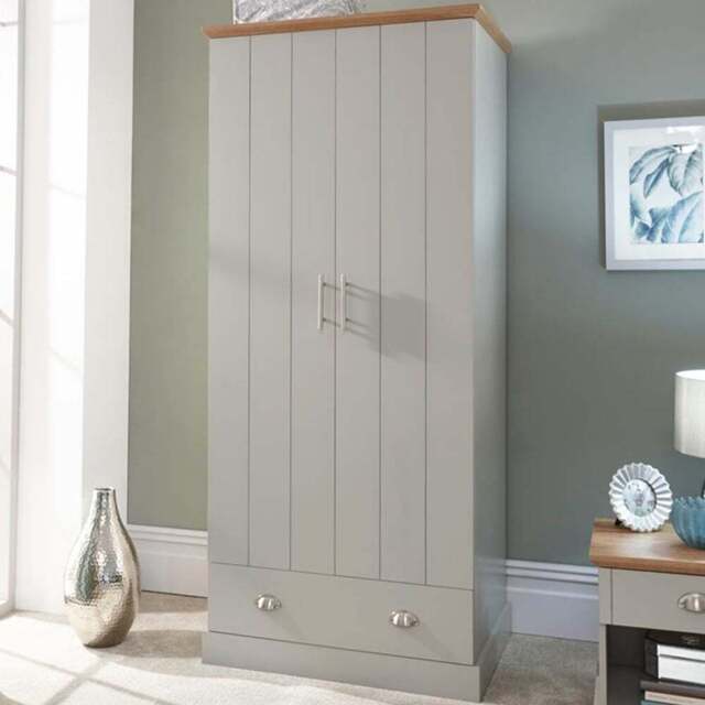 GFW Kendal 2 Door Single Drawer Grey Wardrobe - Size: 2 Door, Single Drawer - Wilko - image 1