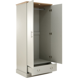 GFW Kendal 2 Door Single Drawer Grey Wardrobe - Size: 2 Door, Single Drawer - Wilko - thumbnail 6