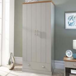 GFW Kendal 2 Door Single Drawer Grey Wardrobe - Size: 2 Door, Single Drawer - Wilko - thumbnail 1