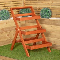 Samuel Alexander 3 Shelf Wooden Foldable Plant Display Stand - Size: 92.0 cm x 60.0 cm x 75.0 cmcm - Brown - Wilko - thumbnail 3