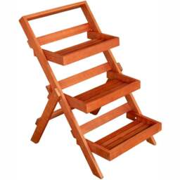 Samuel Alexander 3 Shelf Wooden Foldable Plant Display Stand - Size: 92.0 cm x 60.0 cm x 75.0 cmcm - Brown - Wilko - thumbnail 1