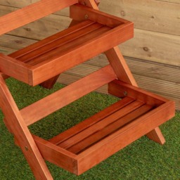 Samuel Alexander 3 Shelf Wooden Foldable Plant Display Stand - Size: 92.0 cm x 60.0 cm x 75.0 cmcm - Brown - Wilko - thumbnail 7