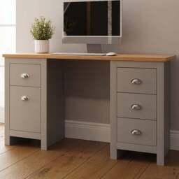 GFW Lancaster 4 Drawer Study Desk Grey - Size: 45 x 135 x 75cm - Wilko - thumbnail 1