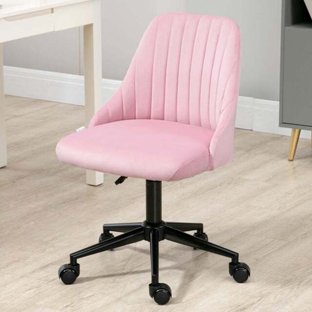 Portland Pink Velvet Office Chair with Adjustable Height and Wheels - Size: 87 x 50 x 58cm - Wilko - image 1