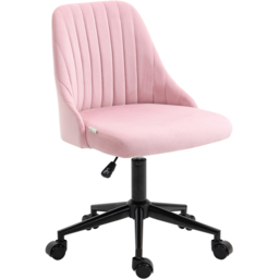 Portland Pink Velvet Office Chair with Adjustable Height and Wheels - Size: 87 x 50 x 58cm - Wilko - thumbnail 3