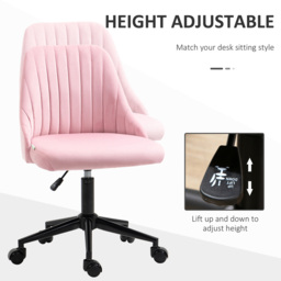 Portland Pink Velvet Office Chair with Adjustable Height and Wheels - Size: 87 x 50 x 58cm - Wilko - thumbnail 7