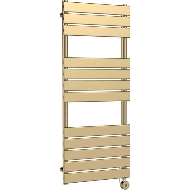 nuie Brushed Chrome Electric Square Flat Towel Rail 1213 x 500mm - Size: 12.13 x 5 x 0.3cm - Gold - Wilko - image 1