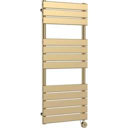 nuie Brushed Chrome Electric Square Flat Towel Rail 1213 x 500mm - Size: 12.13 x 5 x 0.3cm - Gold - Wilko - thumbnail 1