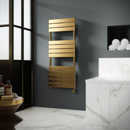 nuie Brushed Chrome Electric Square Flat Towel Rail 1213 x 500mm - Size: 12.13 x 5 x 0.3cm - Gold - Wilko - thumbnail 3