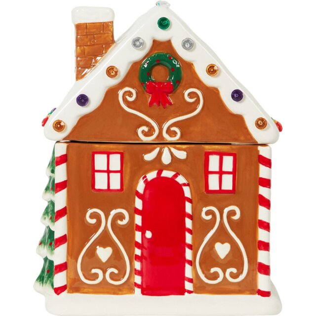 LED Gingerbread House Cookie Jar - Brown - Wilko - image 1