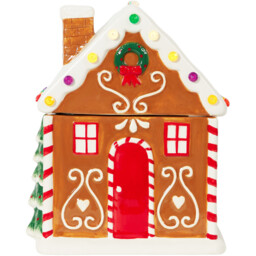LED Gingerbread House Cookie Jar - Brown - Wilko - thumbnail 3