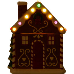 LED Gingerbread House Cookie Jar - Brown - Wilko - thumbnail 5