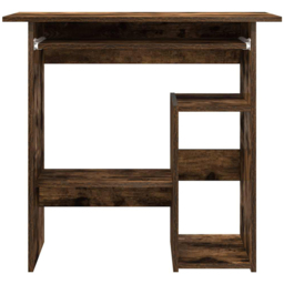 vidaXL 3 Shelf Computer Desk with Keyboard Tray Smoked Oak - Size: 74 x 80 x 45cm - Brown - Wilko - thumbnail 4
