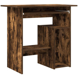 vidaXL 3 Shelf Computer Desk with Keyboard Tray Smoked Oak - Size: 74 x 80 x 45cm - Brown - Wilko - thumbnail 3