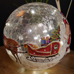 Samuel Alexander Santa Crackle Effect Glass Ball LED Christmas Decoration 20cm - Size: 20 x 38 x 20cm - White - Wilko - thumbnail 6