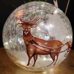 Samuel Alexander Santa Crackle Effect Glass Ball LED Christmas Decoration 20cm - Size: 20 x 38 x 20cm - White - Wilko - thumbnail 5