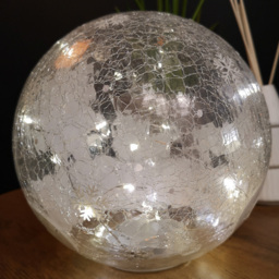 Samuel Alexander Santa Crackle Effect Glass Ball LED Christmas Decoration 20cm - Size: 20 x 38 x 20cm - White - Wilko - thumbnail 7