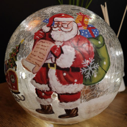 Samuel Alexander Santa Crackle Effect Glass Ball LED Christmas Decoration 20cm - Size: 20 x 38 x 20cm - White - Wilko - thumbnail 4