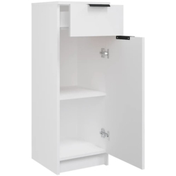 vidaXL Single Door Single Drawer White Narrow Bathroom Cabinet - Size: 90 x 32 x 33.5cm - Wilko - thumbnail 5