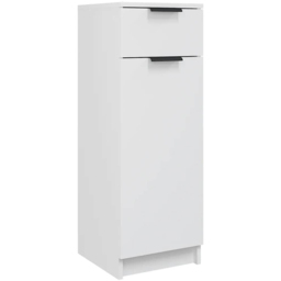 vidaXL Single Door Single Drawer White Narrow Bathroom Cabinet - Size: 90 x 32 x 33.5cm - Wilko - thumbnail 3