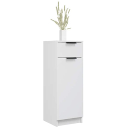 vidaXL Single Door Single Drawer White Narrow Bathroom Cabinet - Size: 90 x 32 x 33.5cm - Wilko - thumbnail 4