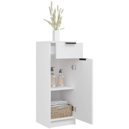 vidaXL Single Door Single Drawer White Narrow Bathroom Cabinet - Size: 90 x 32 x 33.5cm - Wilko - thumbnail 6
