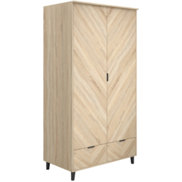 Stockholm Chevron 2 Door 2 Drawer Sonoma Oak Wardrobe - Size: 2 Door, 2 Drawer - Wood - LPD Home - Wilko - thumbnail 4