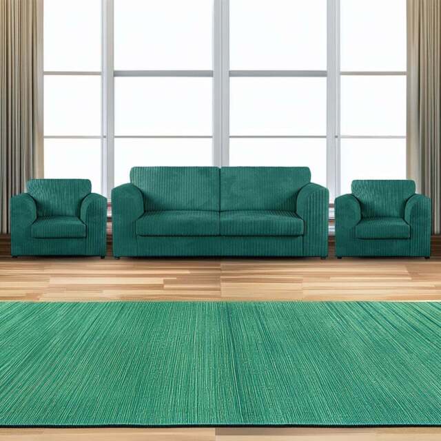 Luxor 5 Seater Teal Jumbo Cord Sofa Suite with Full Back - Green - Wilko - image 1