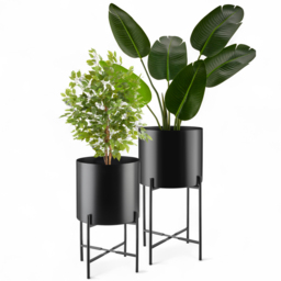 tectake Mine Black Powder-Coated Steel Plant Stand 2 Pack - Size: 56 x 31 x 31cm - Wilko - thumbnail 3