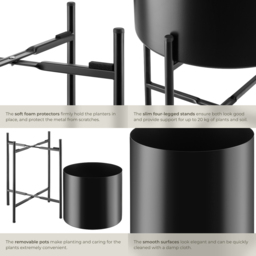 tectake Mine Black Powder-Coated Steel Plant Stand 2 Pack - Size: 56 x 31 x 31cm - Wilko - thumbnail 6