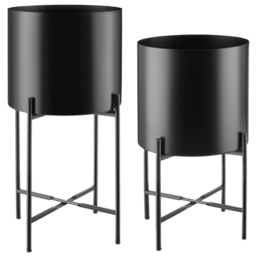 tectake Mine Black Powder-Coated Steel Plant Stand 2 Pack - Size: 56 x 31 x 31cm - Wilko
