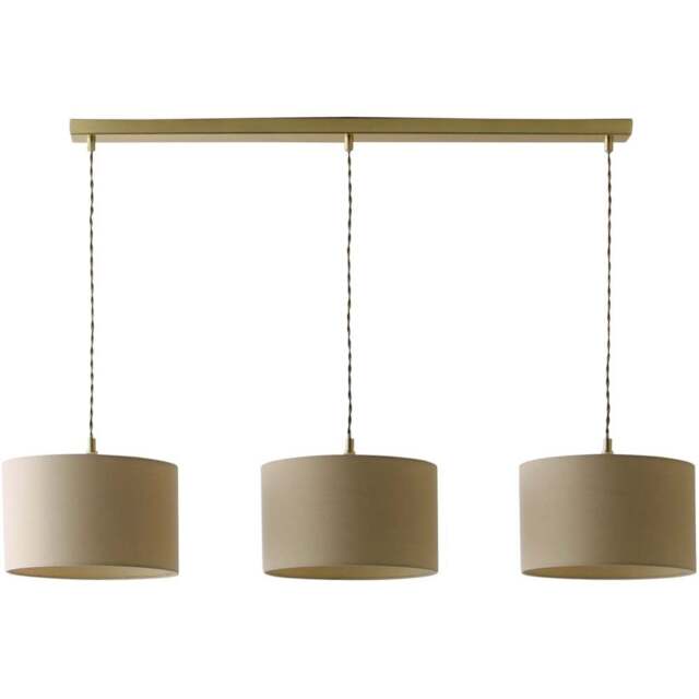 ValueLights Reni Cream Drum Shade 3 Drop Bar Gold Diner LED Ceiling Pendant Light - Size: 123.5 x 98 x 25cm - Black - Wilko - image 1