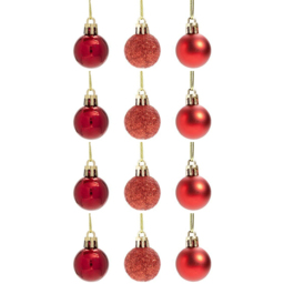 Shatchi 3cm Red Shatterproof Christmas Bauble 12 Pack - Wilko