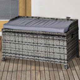 Outsunny 2 Seater Storage Bench with Mixed Grey Cushion - Size: 102 x 51 x 52cm - Wilko - thumbnail 1