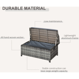 Outsunny 2 Seater Storage Bench with Mixed Grey Cushion - Size: 102 x 51 x 52cm - Wilko - thumbnail 7
