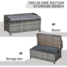 Outsunny 2 Seater Storage Bench with Mixed Grey Cushion - Size: 102 x 51 x 52cm - Wilko - thumbnail 5