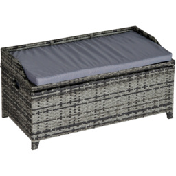 Outsunny 2 Seater Storage Bench with Mixed Grey Cushion - Size: 102 x 51 x 52cm - Wilko - thumbnail 3