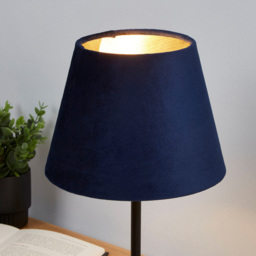 Lighting Collection Posner Navy Velvet Tapered Lamp Shade 20cm - Size: 16 x 21 x 21cm - Wilko - thumbnail 3