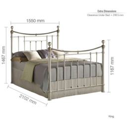 Bronte King Size Cream and Antique Brass Metal Bed Frame - White - Birlea - Wilko - thumbnail 6
