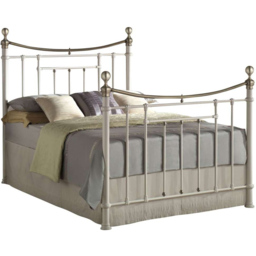 Bronte King Size Cream and Antique Brass Metal Bed Frame - White - Birlea - Wilko - thumbnail 3
