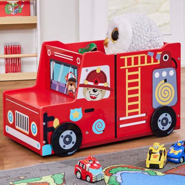 Liberty House Toys Kids Fire Engine Toy Box - Size: 35.5 x 60 x 31.5cm - Red - Wilko - image 1