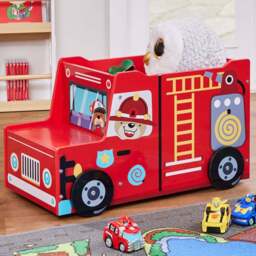 Liberty House Toys Kids Fire Engine Toy Box - Size: 35.5 x 60 x 31.5cm - Red - Wilko - thumbnail 1